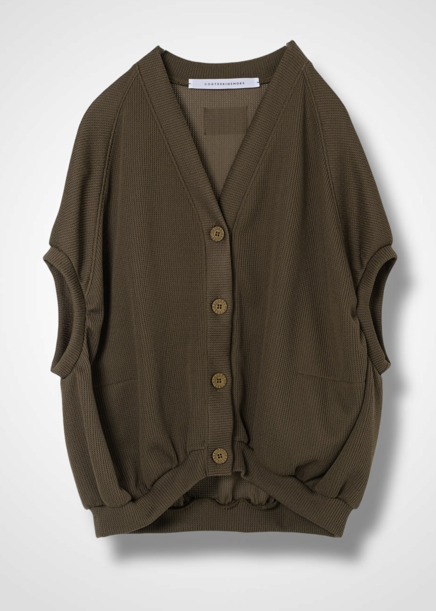 NEELA PUFF SLEEVE CARDIGAN, Vネックカーディガン, Made in Japan