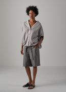 25 NEELA PUFF SLEEVE CARDIGAN / HI-LO GAUGE KNIT-LIKE JERSEY - C14