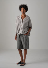 25 NEELA PUFF SLEEVE CARDIGAN / HI-LO GAUGE KNIT-LIKE JERSEY - C14