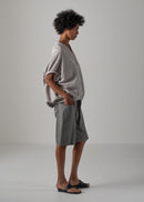 25 NEELA PUFF SLEEVE CARDIGAN / HI-LO GAUGE KNIT-LIKE JERSEY - C14