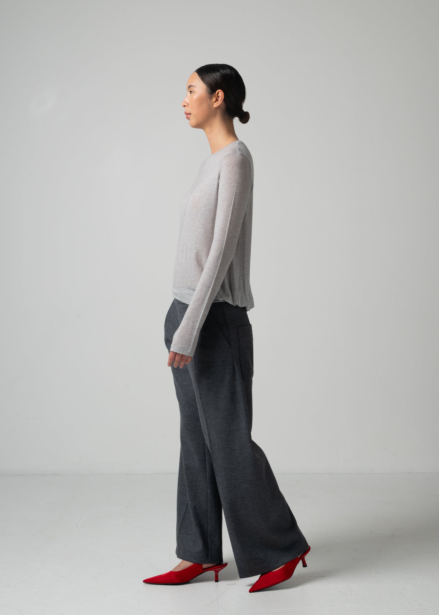 25 NIKA LONG SLEEVE TOP / CASHMERE SILK SHEER JERSEY - C15