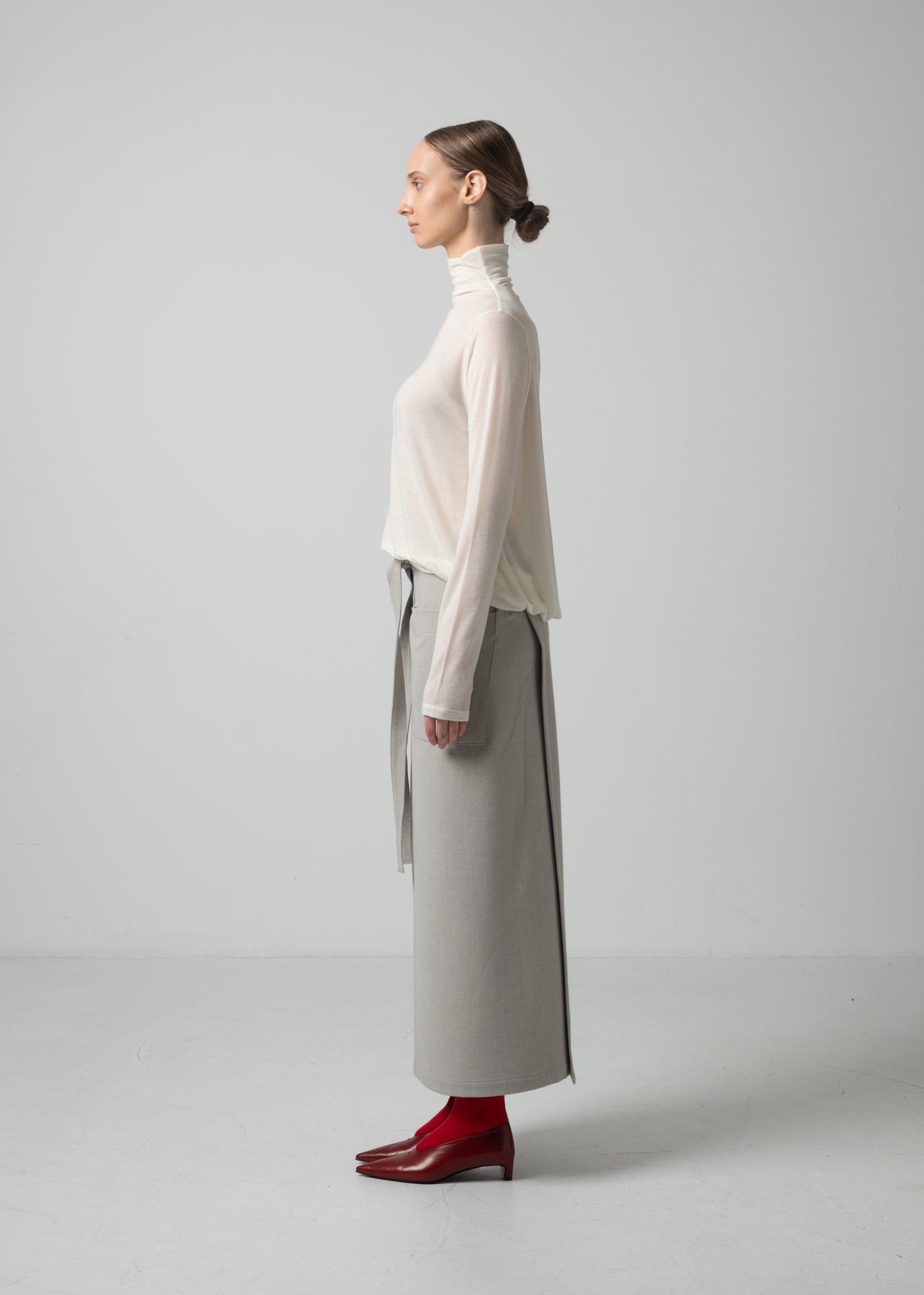 26 OMARI BOTTLE NECK TOP / CASHMERE SILK SHEER JERSEY - C15