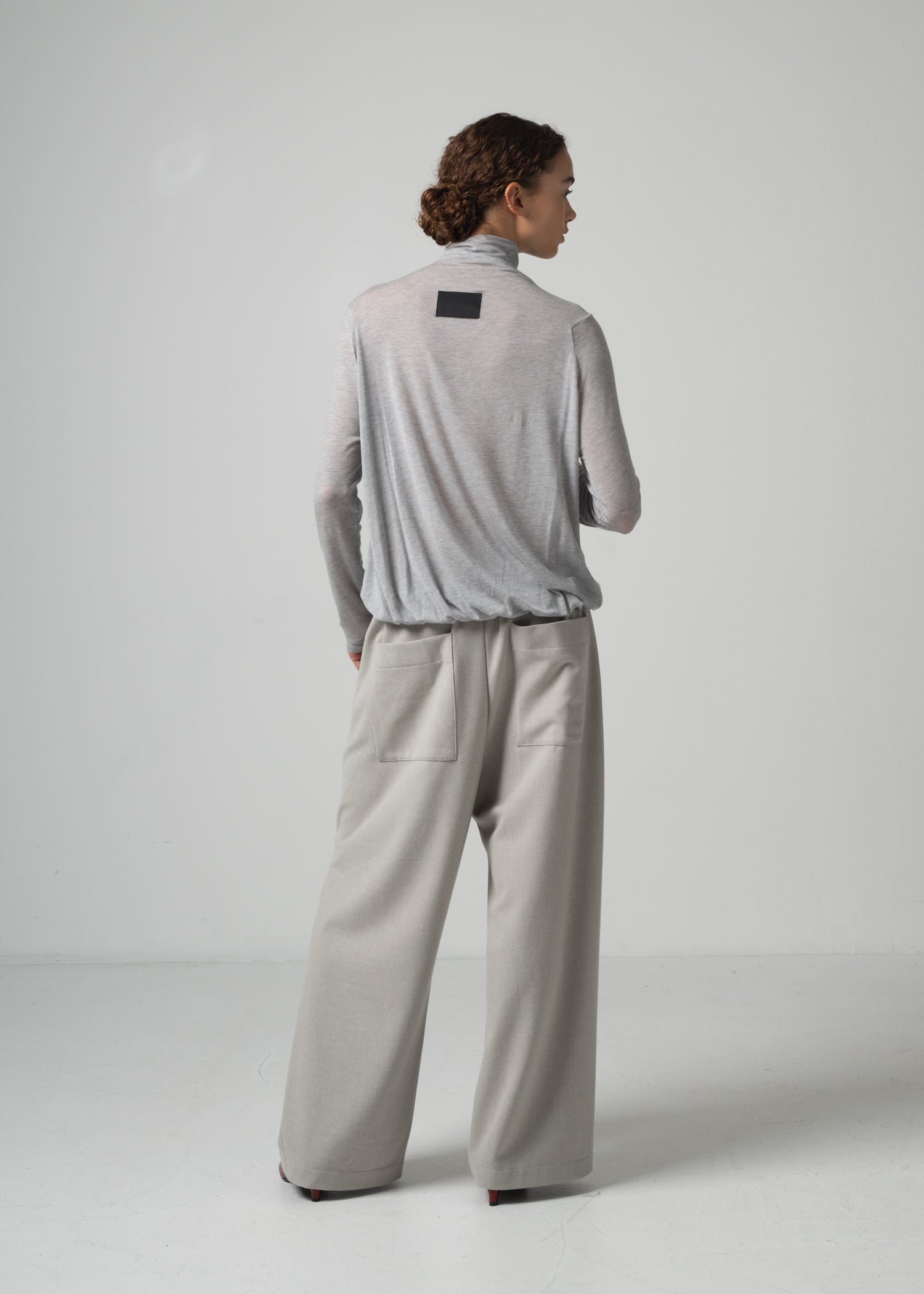 26 OMARI BOTTLE NECK TOP / CASHMERE SILK SHEER JERSEY - C15