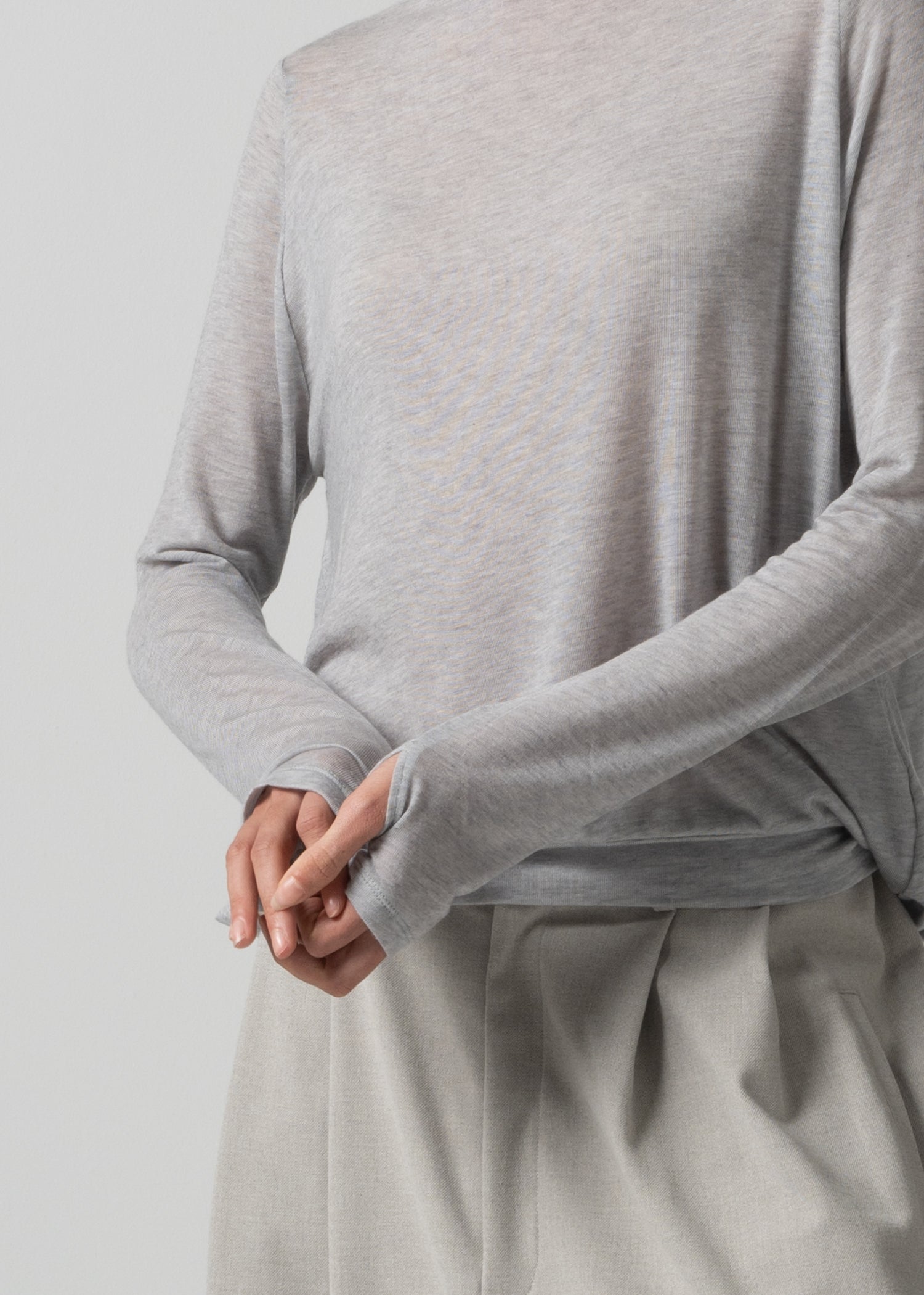 26 OMARI BOTTLE NECK TOP / CASHMERE SILK SHEER JERSEY - C15