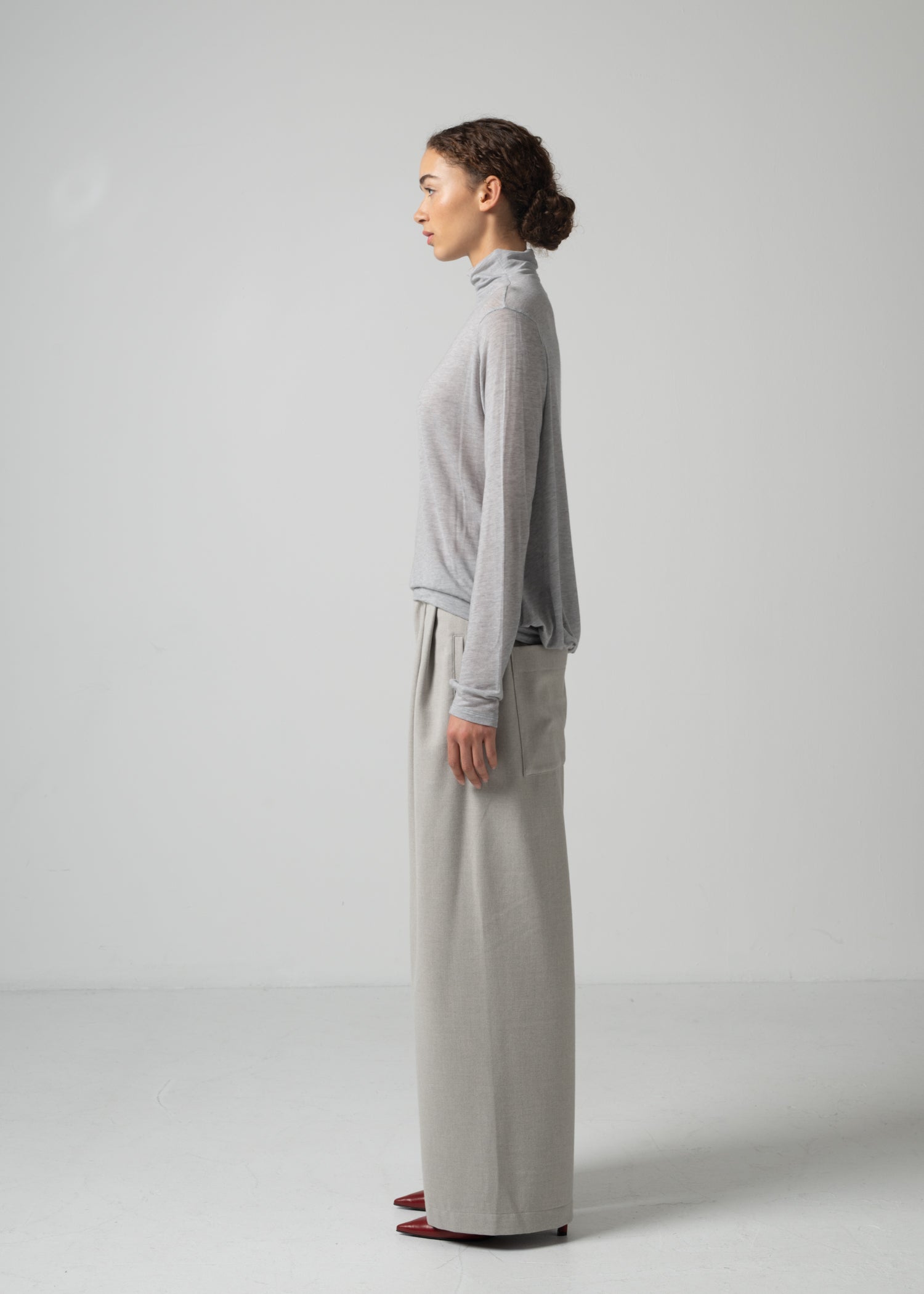 26 OMARI BOTTLE NECK TOP / CASHMERE SILK SHEER JERSEY - C15
