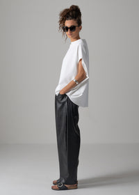 27 NOEL BARREL TROUSERS / VEGAN LEATHER - C14