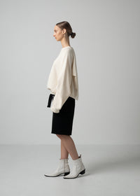 28 LEILA WIDE CUFF SWEATSHIRT / COTTON WOOL BRUSHED TERRY - C15