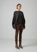 28 LEILA WIDE CUFF SWEATSHIRT / COTTON WOOL BRUSHED TERRY - C15