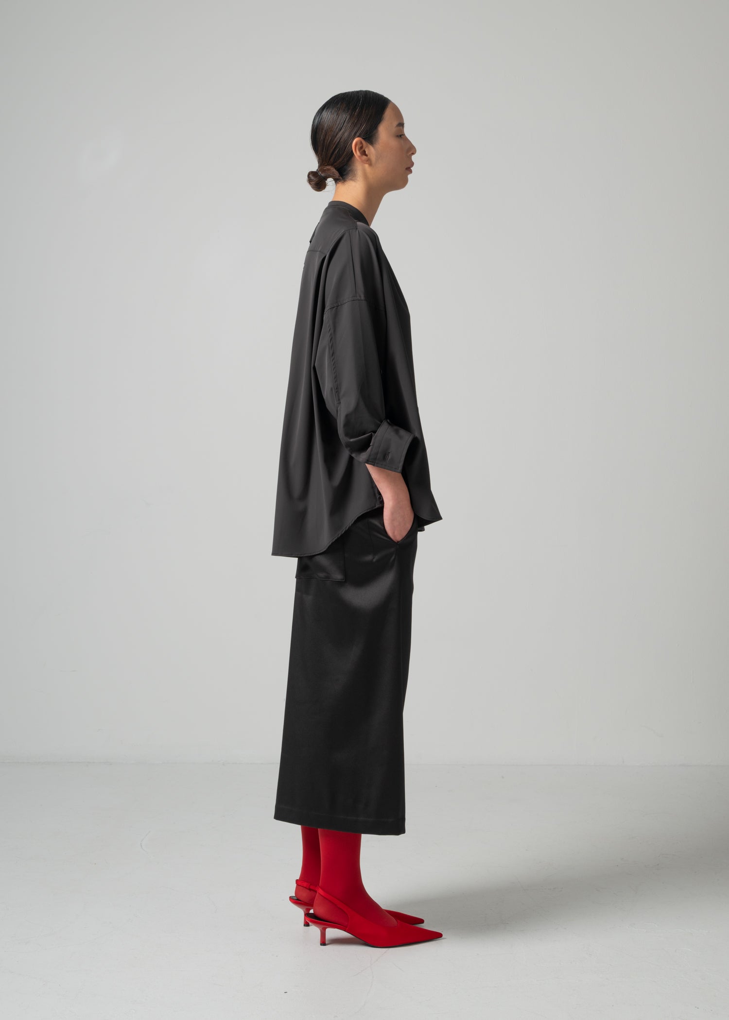 29 OLGA BAND COLLAR SHIRT / LUX TWILL STRETCH - C15