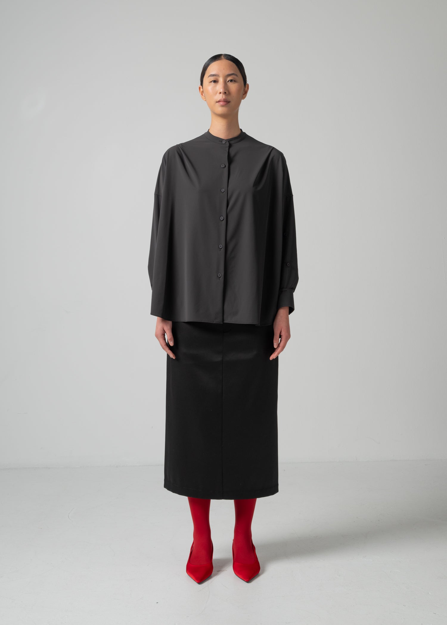 29 OLGA BAND COLLAR SHIRT / LUX TWILL STRETCH - C15