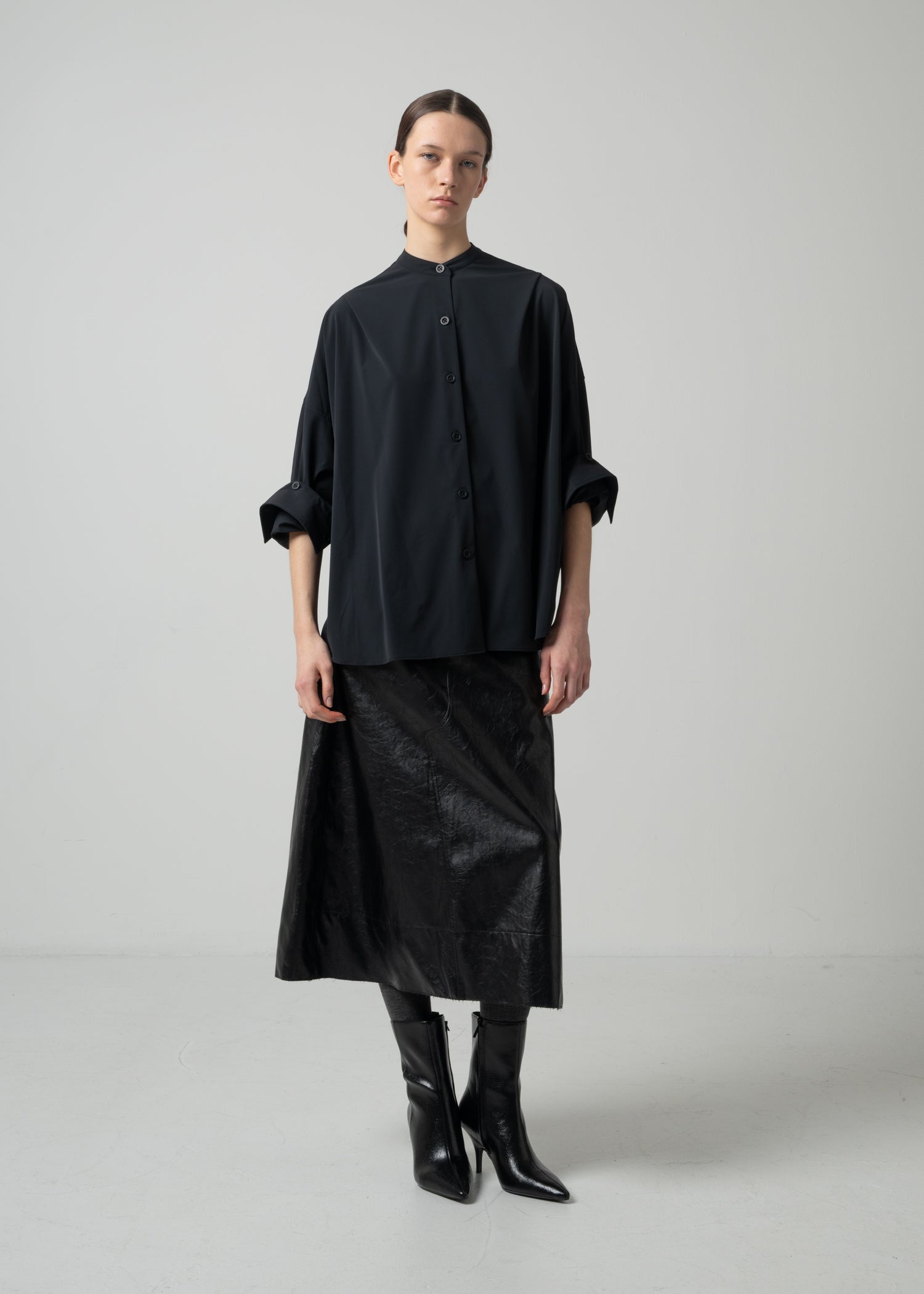 29 OLGA BAND COLLAR SHIRT / LUX TWILL STRETCH - C15