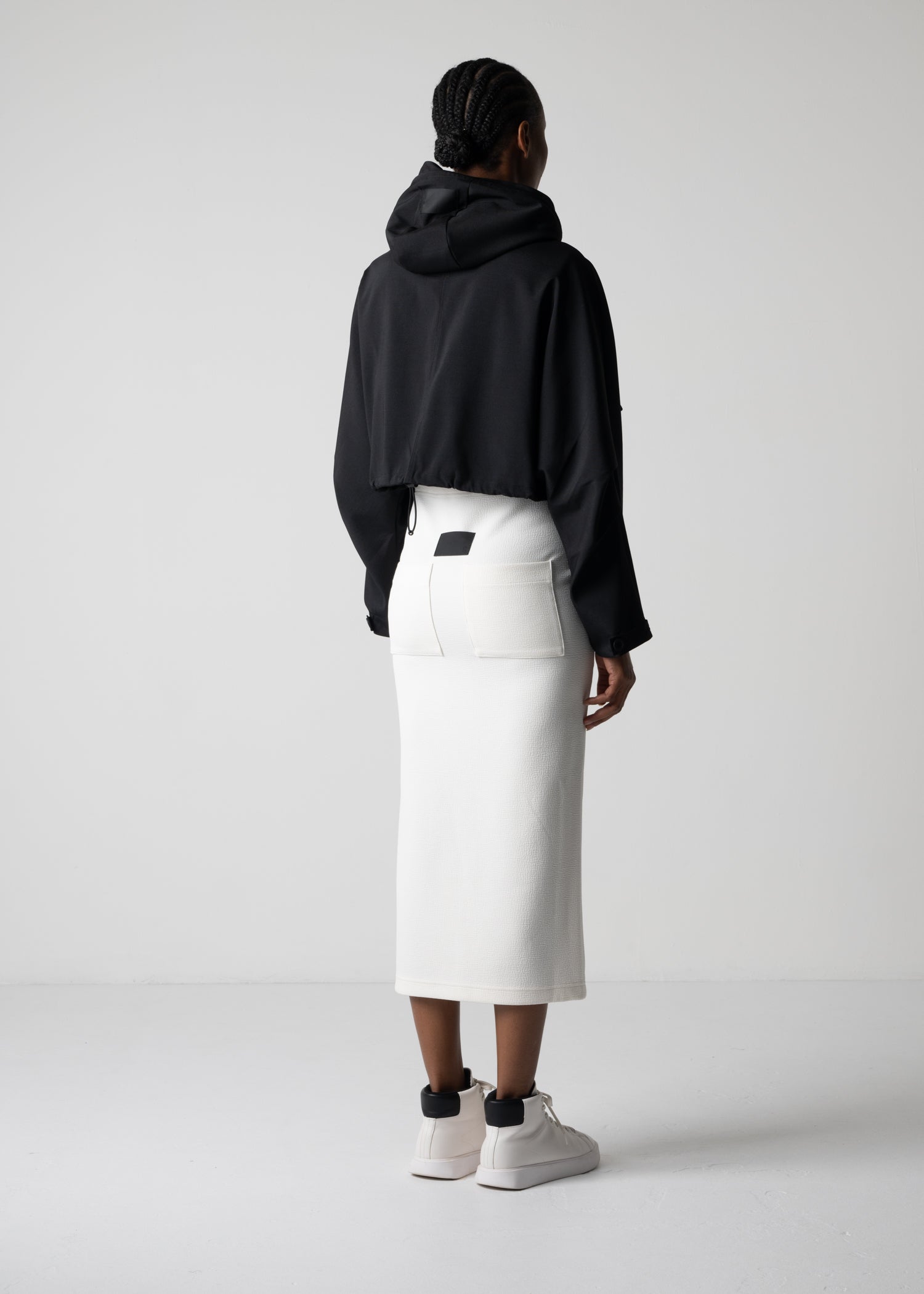 over sized, hooded parka, black, one size , cogthebigsmoke , minimalist,  made in Japan, sustainable fashion, modern basics, quiet luxury