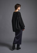 Long-sleeved blouse, black, cogthebigsmoke, one size fits all, sustainable fashion, less is more, made in Japan, quiet luxury, minimalist