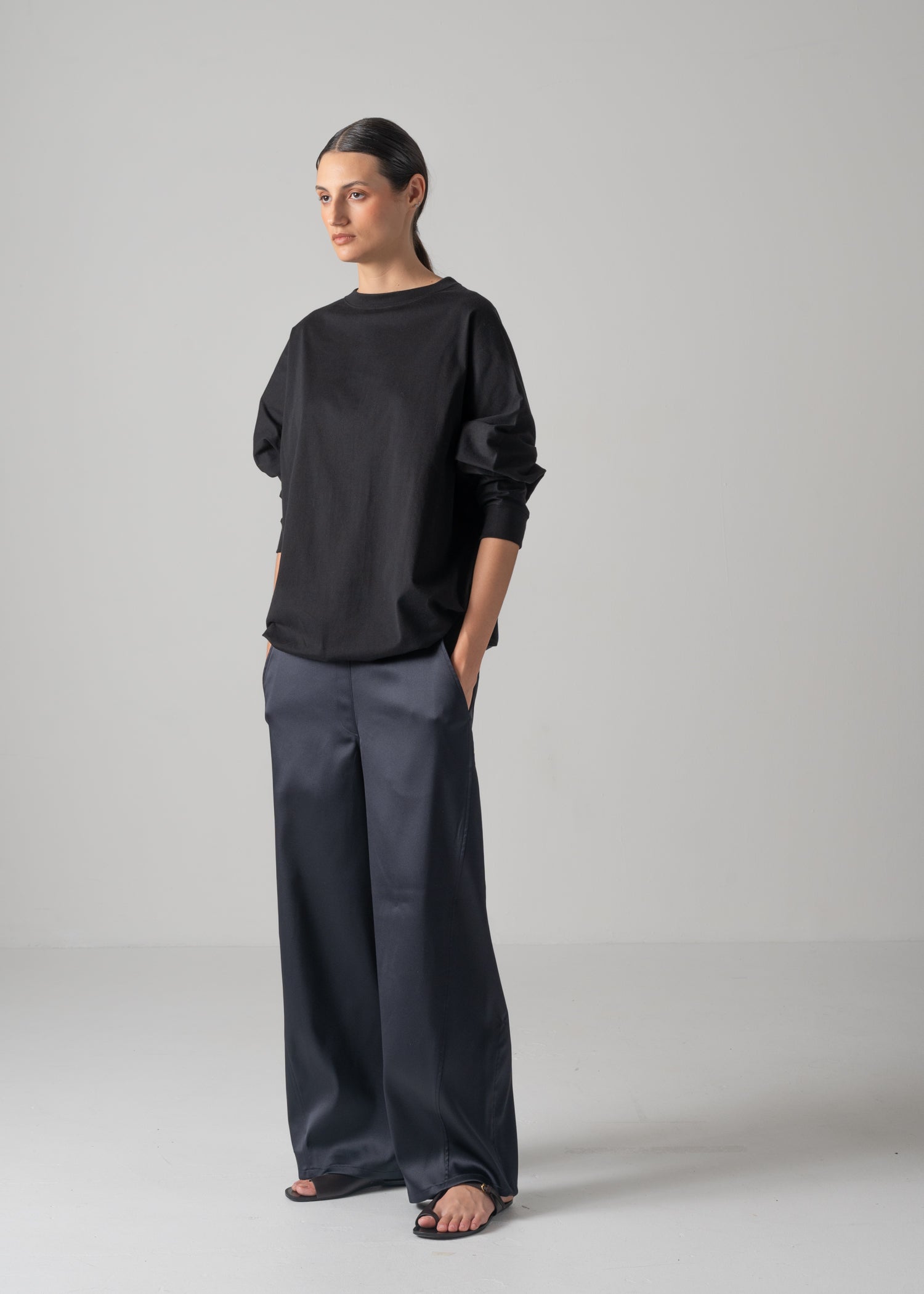 NINA LONG T, ロングスリーブクルーネックTシャツ, Made in Japan