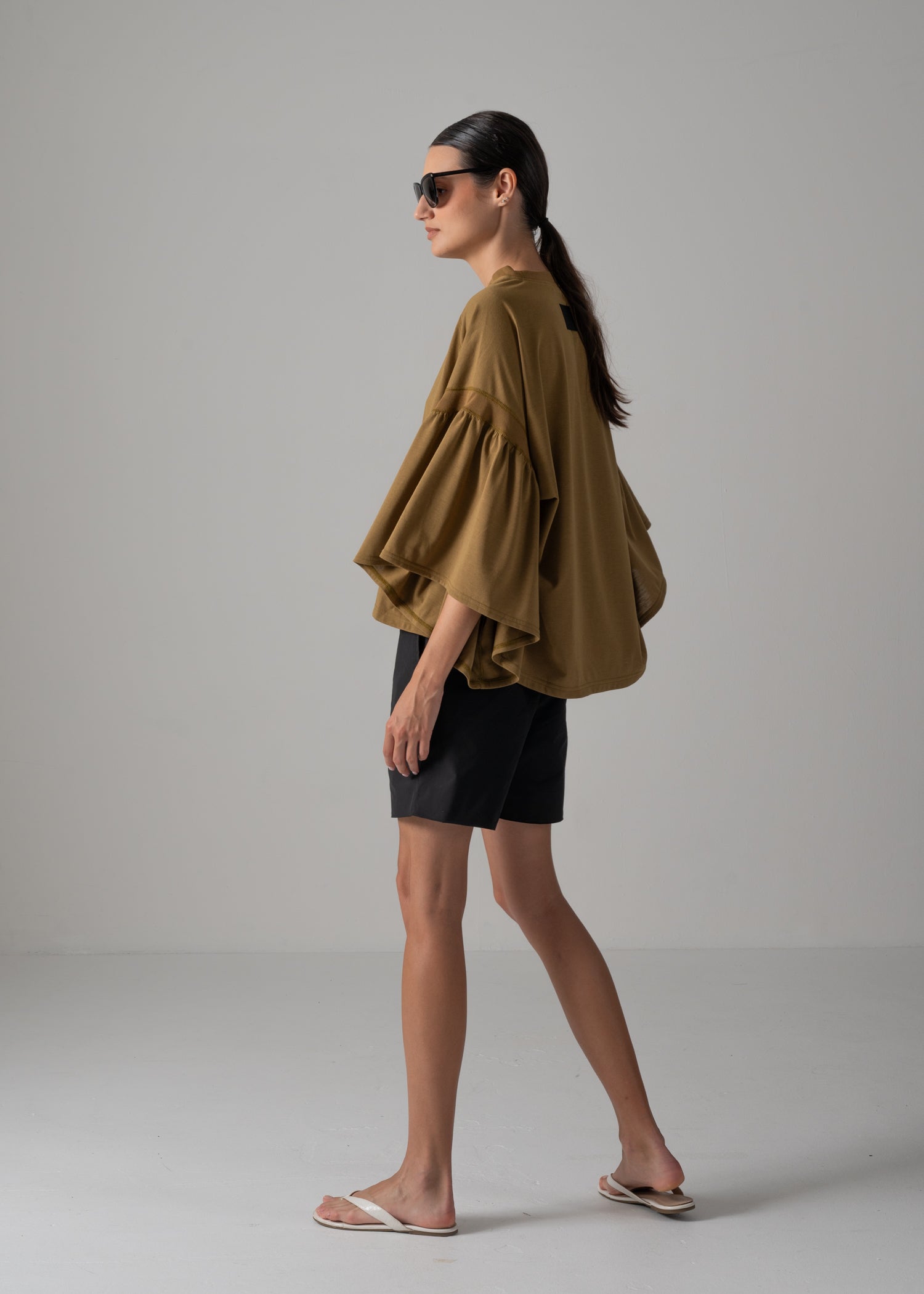 36 LAURA GATHERED SLV TOP / RECYCLED PE JERSEY - C14