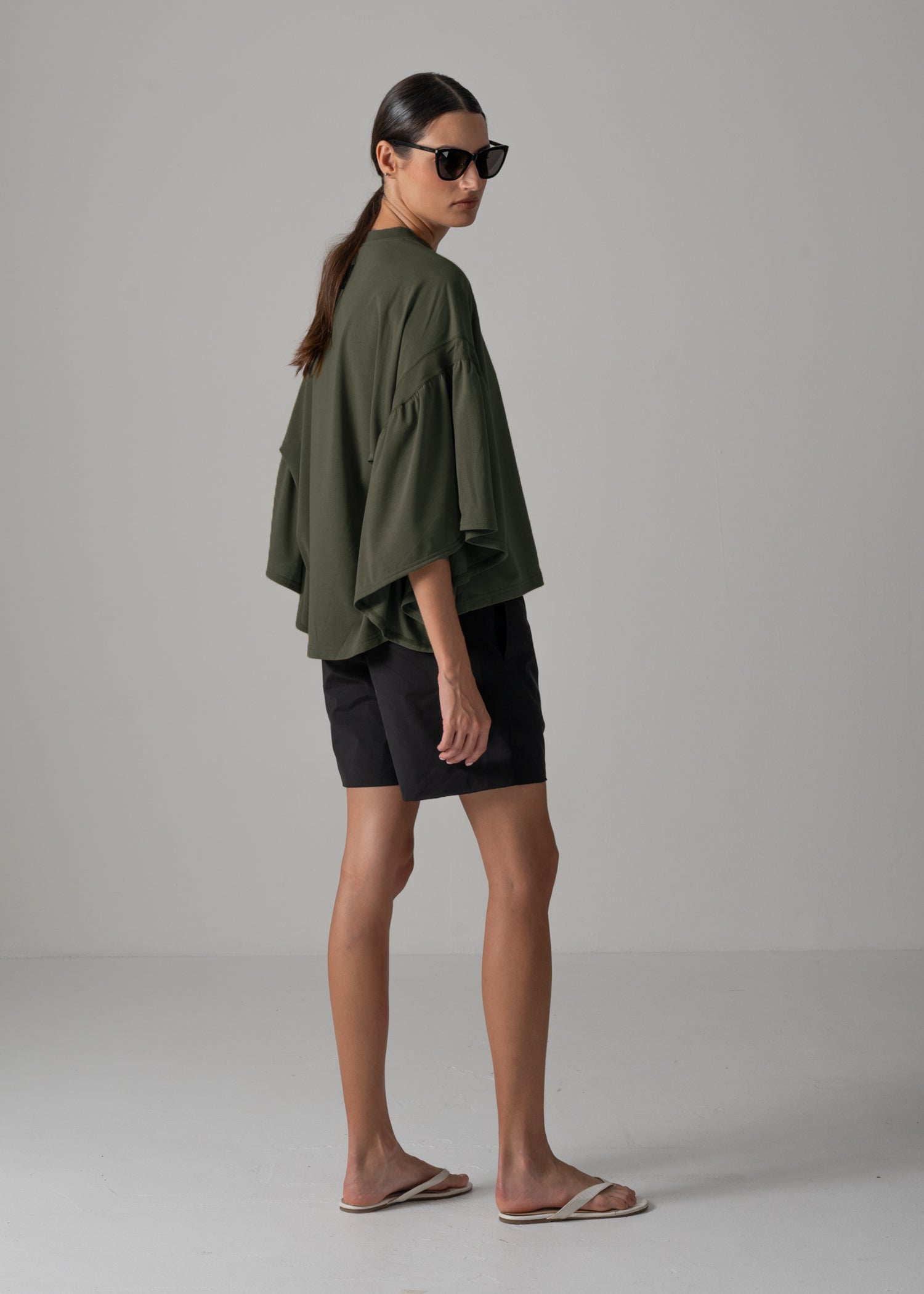 LAURA GATHERED SLV TOP, Short T-shirt, Made in Japan | COGTHEBIGSMOKE