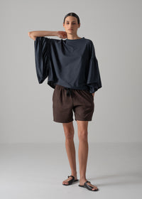 36 LAURA GATHERED SLV TOP / RECYCLED PE JERSEY - C14