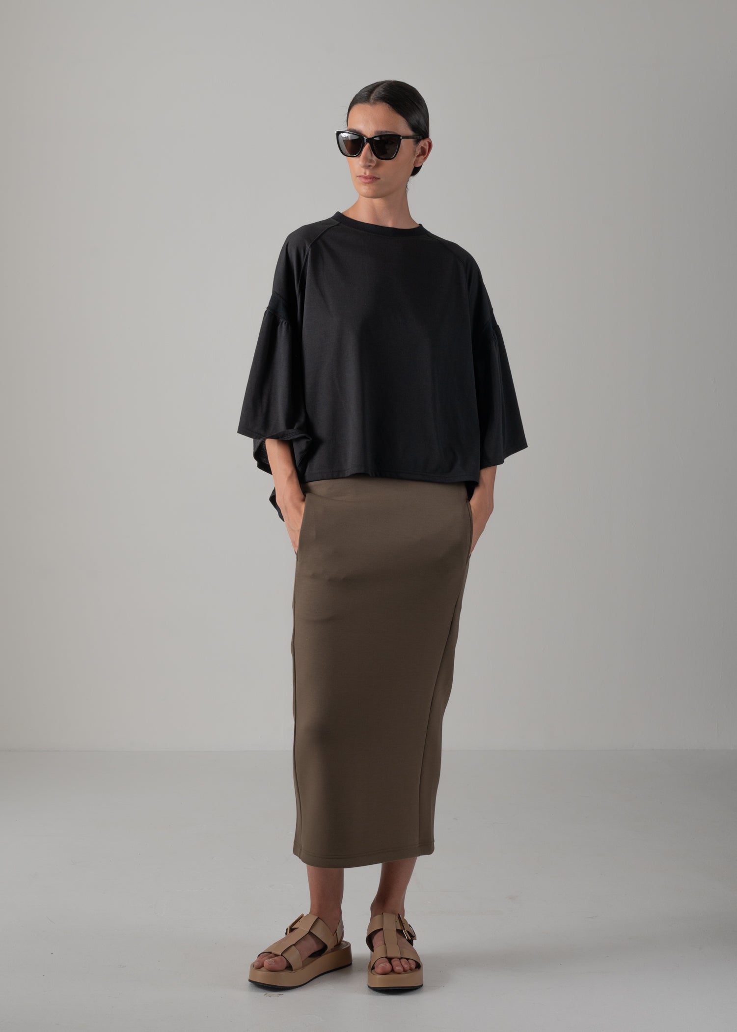 LAURA GATHERED SLV TOP, Short T-shirt, Made in Japan | COGTHEBIGSMOKE