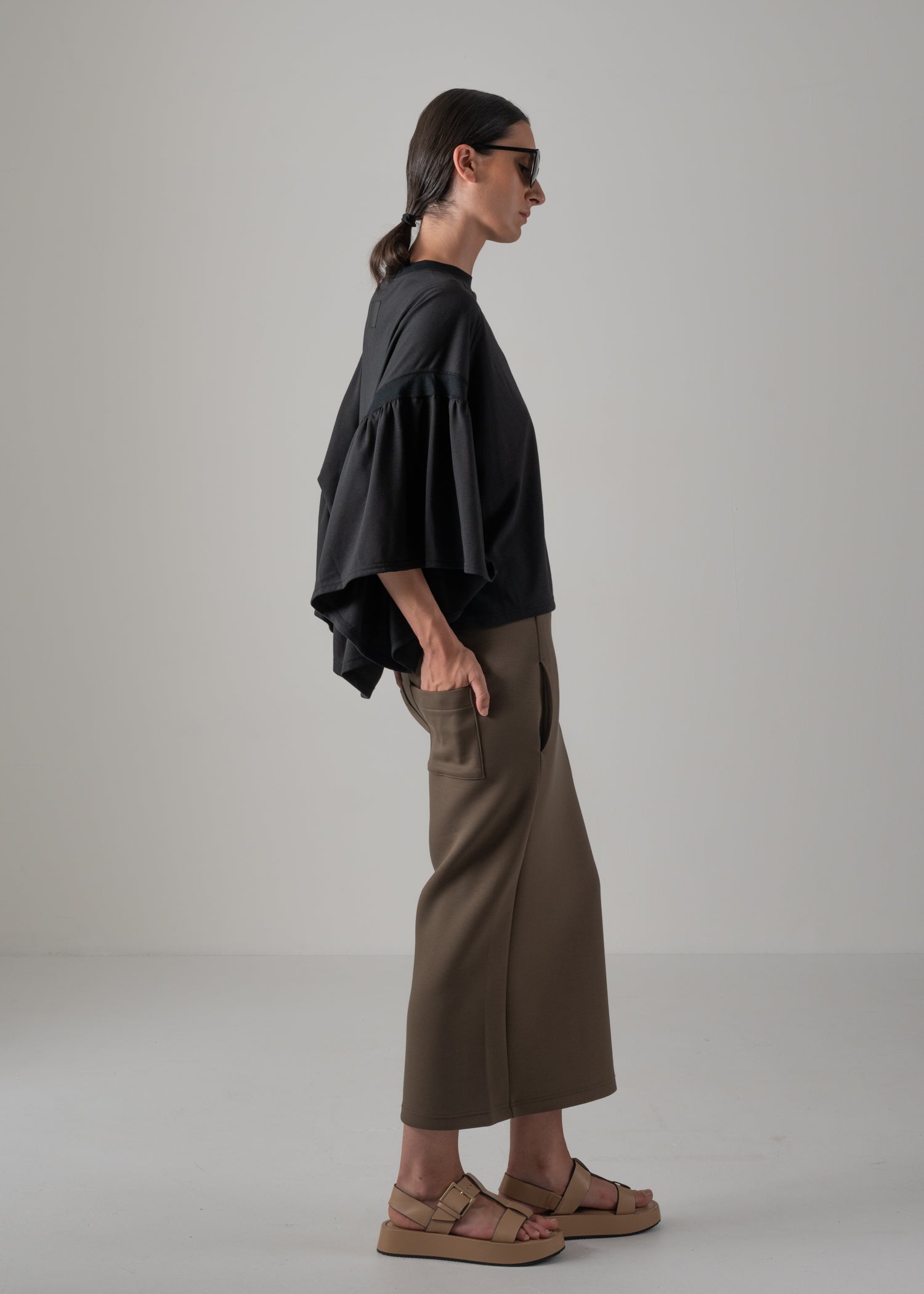 LAURA GATHERED SLV TOP, Short T-shirt, Made in Japan | COGTHEBIGSMOKE