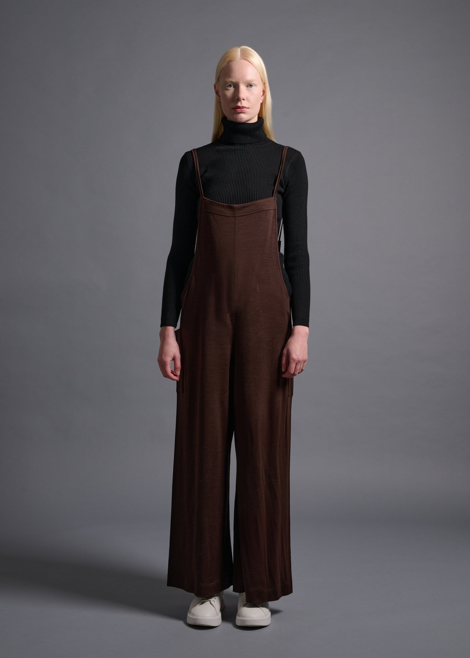 37 MARGARET DUNGAREES / HIGH GAUGE PURE WOOL JERSEY - C13