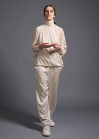 38 MATILDA POLLO NECK ABANICOS TOP / HIGH GAUGE PURE WOOL JERSEY - C13