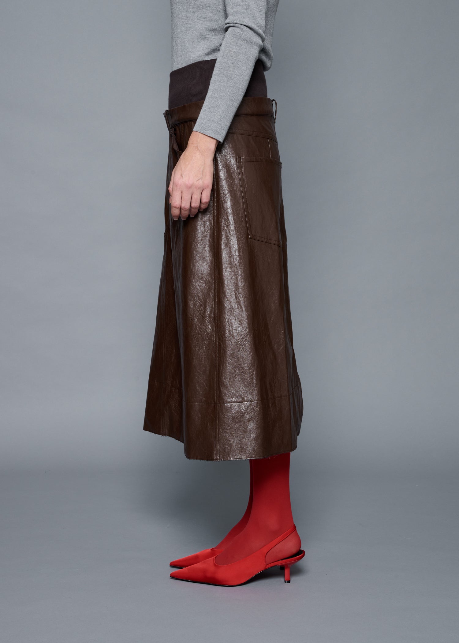 39 OAKLEY SKIRT / VINTAGE-LOOK ITALIAN VEGAN LEATHER - C15