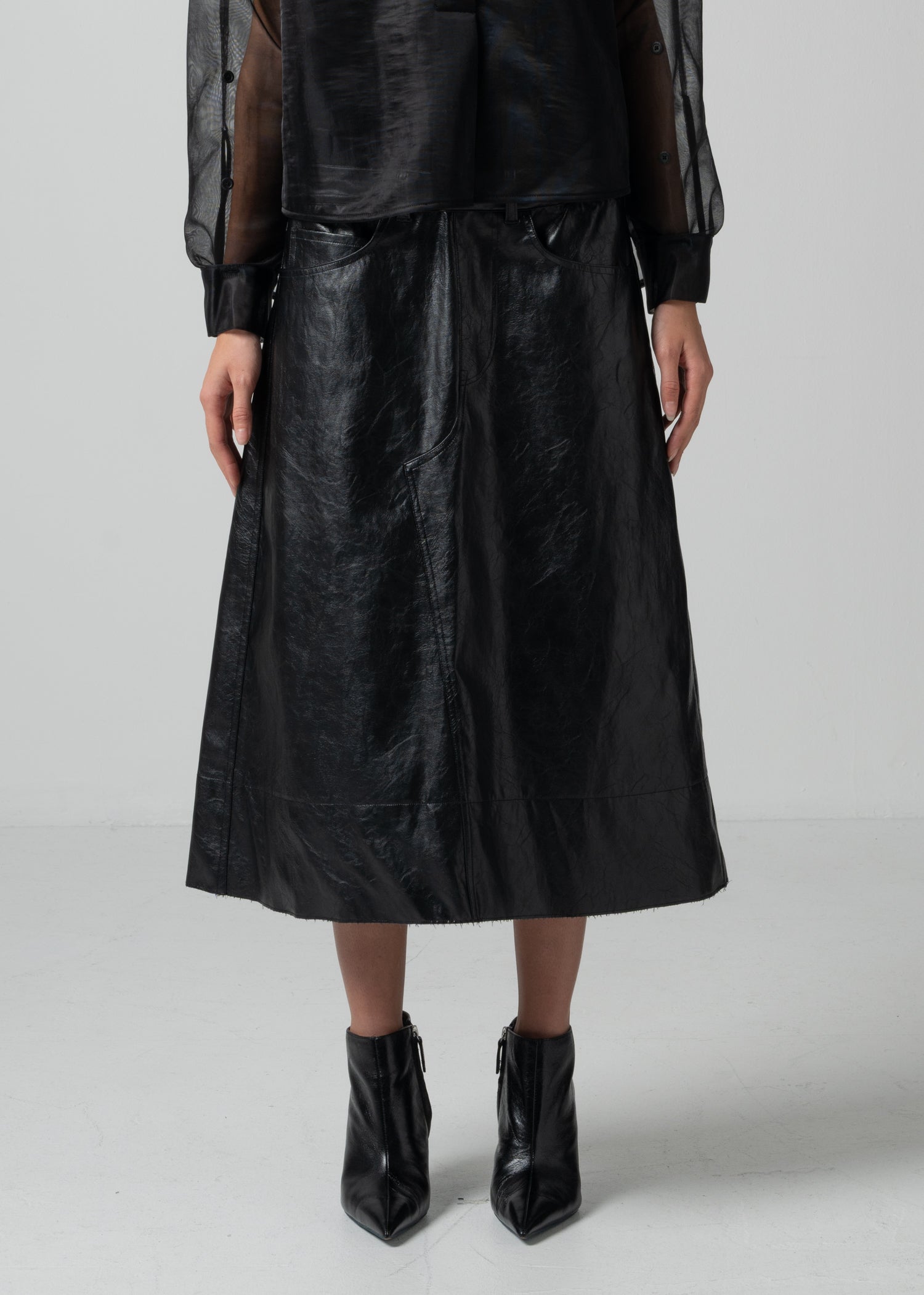 39 OAKLEY SKIRT / VINTAGE-LOOK ITALIAN VEGAN LEATHER - C15