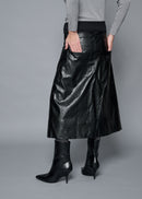 39 OAKLEY SKIRT / VINTAGE-LOOK ITALIAN VEGAN LEATHER - C15
