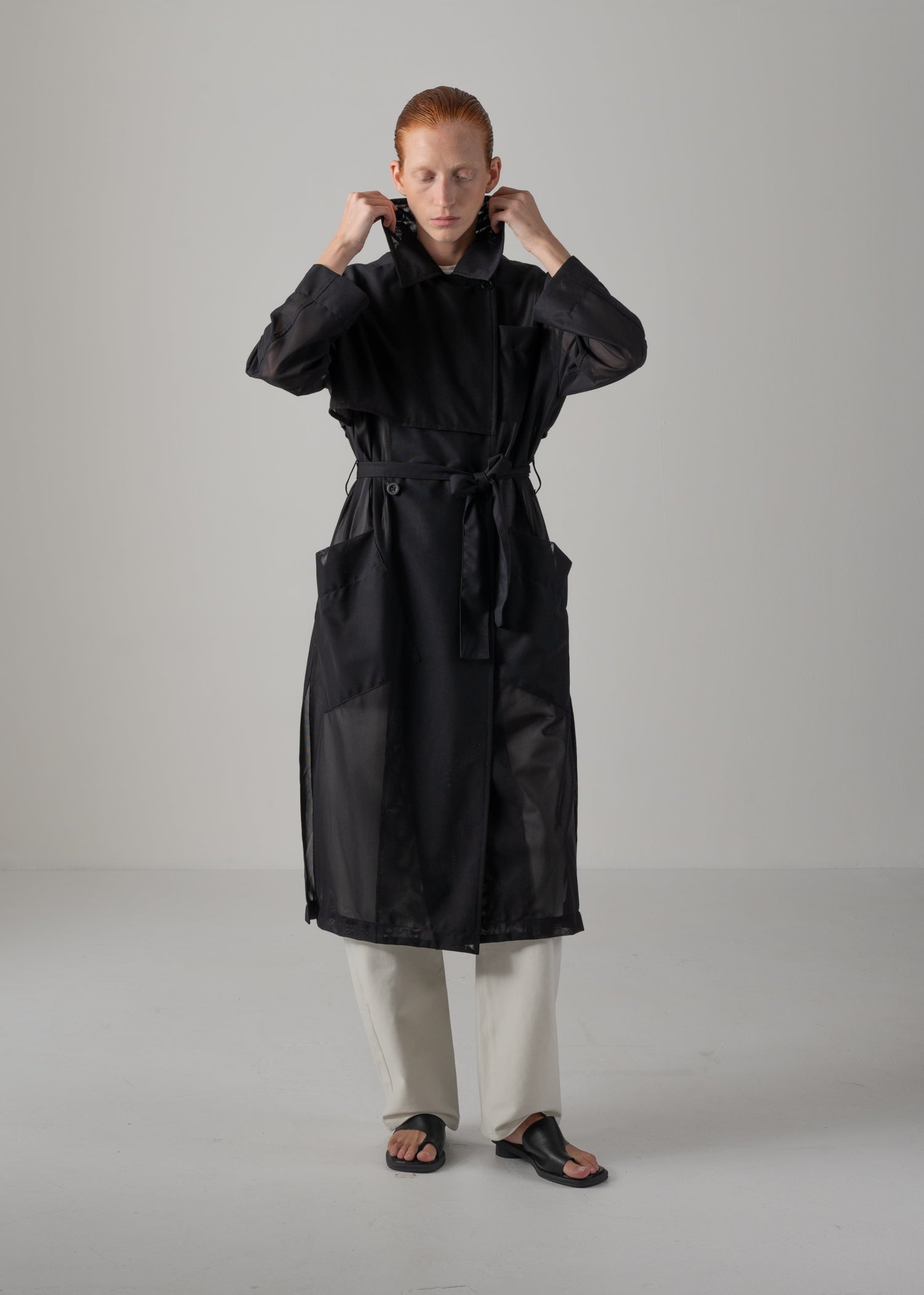 03 DOMINIQUE TRENCH COAT / SHEER RUSSELL JERSEY - C14