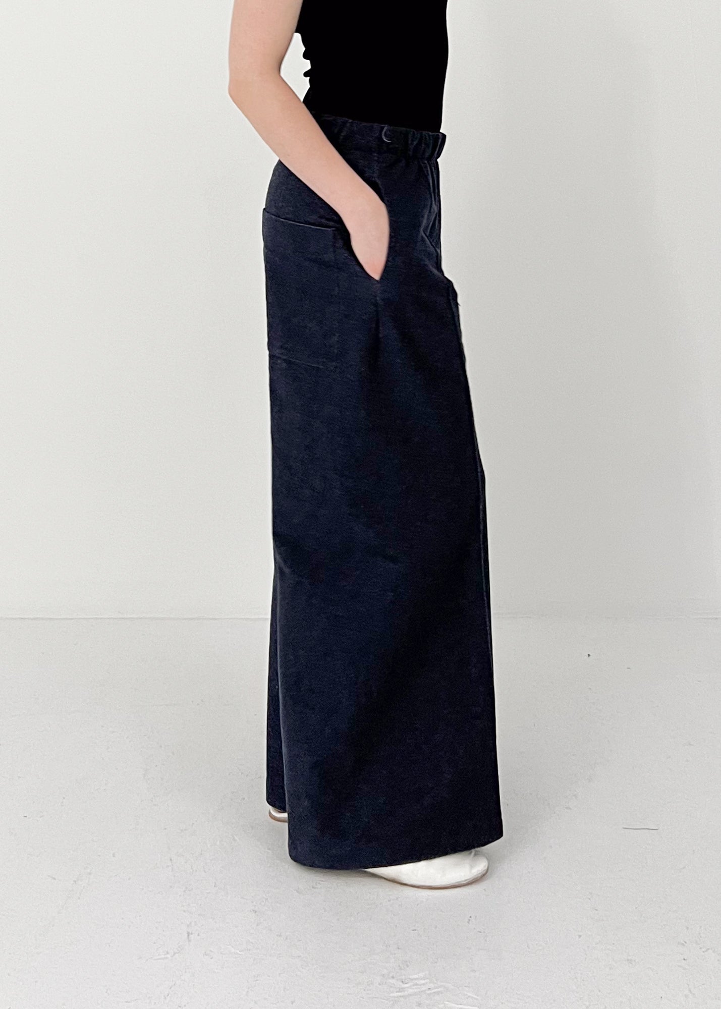 03 GENEVA WIDE-LEG TROUSERS / VINTAGE DENIM JERSEY - C10