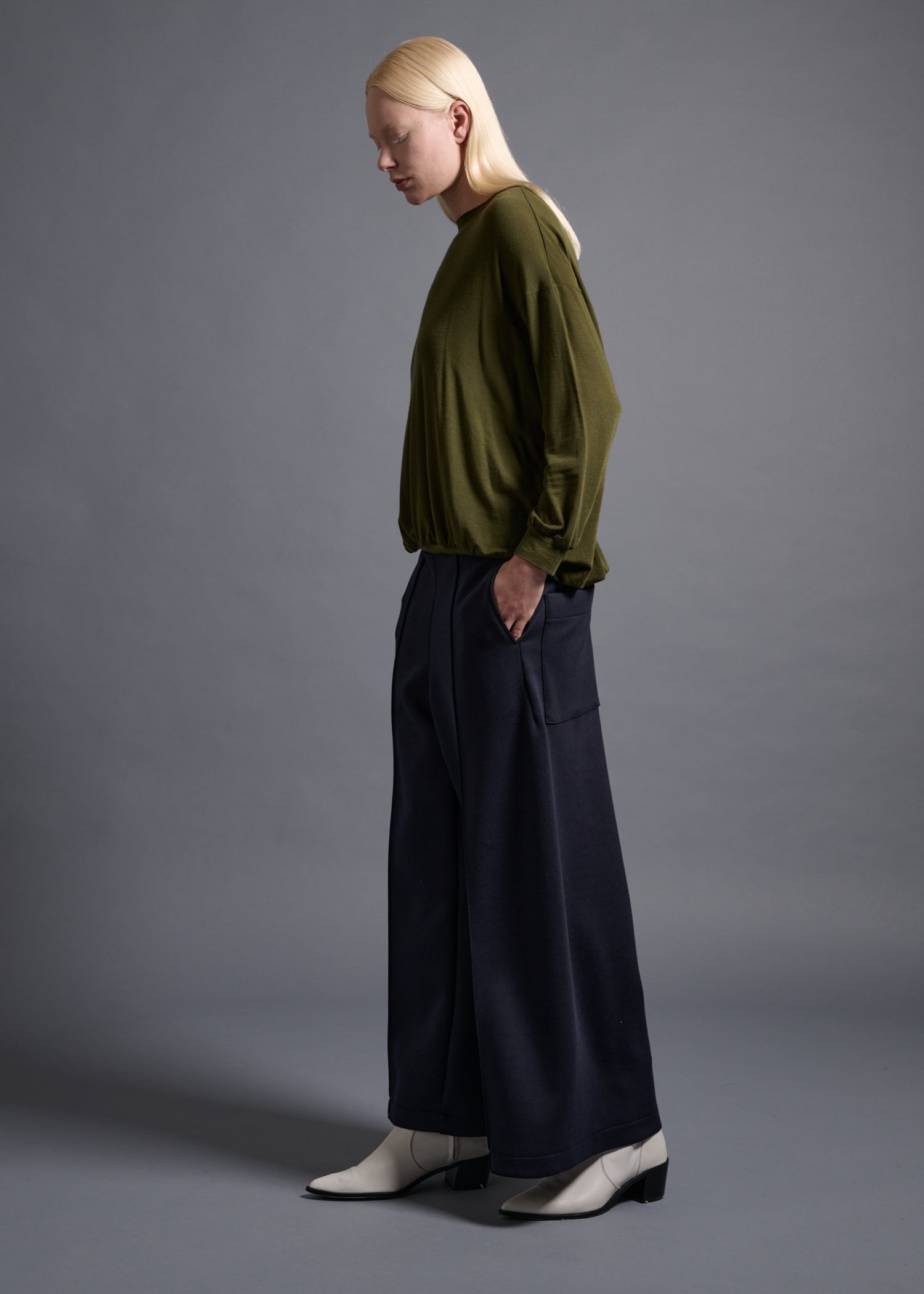 03 MACY NARROW SLV CREW NECK TOP / TENCEL CASHIMER PLAIN JERSEY - C13