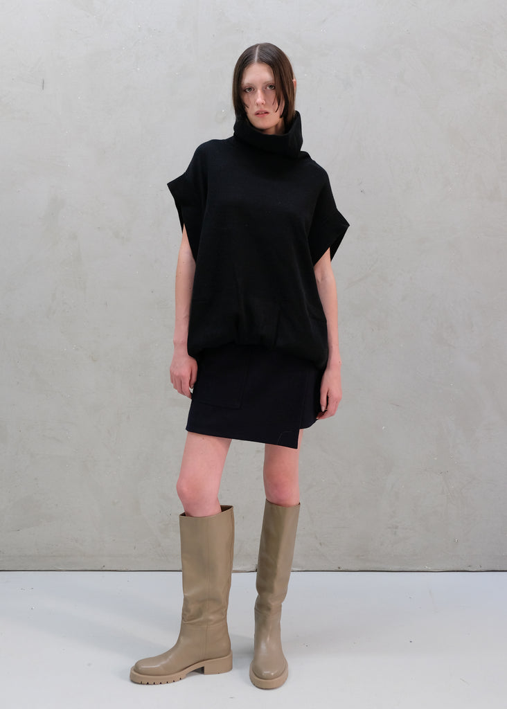 GISELE ROLLNECK GILET / RECYCLED WOOL QUARTER GAUGE KNITING - C9