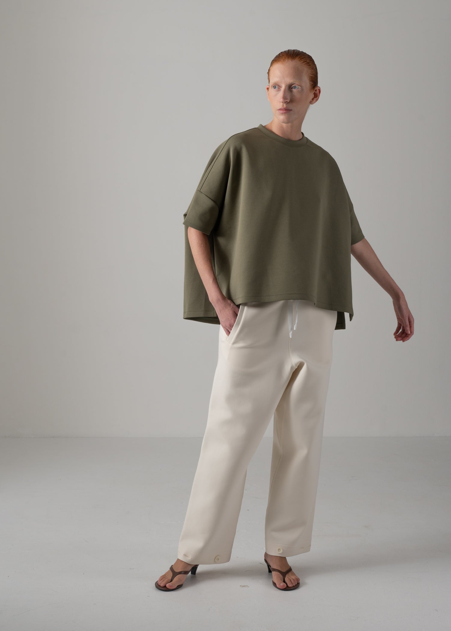 LANA TROUSERS, ストレートレッグイージートラウザーズ, Made in Japan
