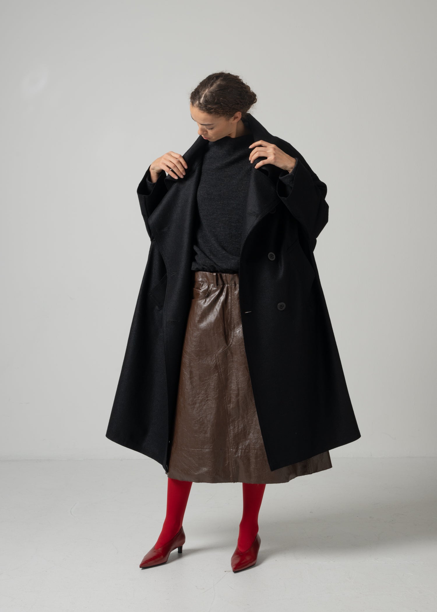 48 MARIE OVERSIZED COAT / WOOL COMPRESSED JERSEY - C15