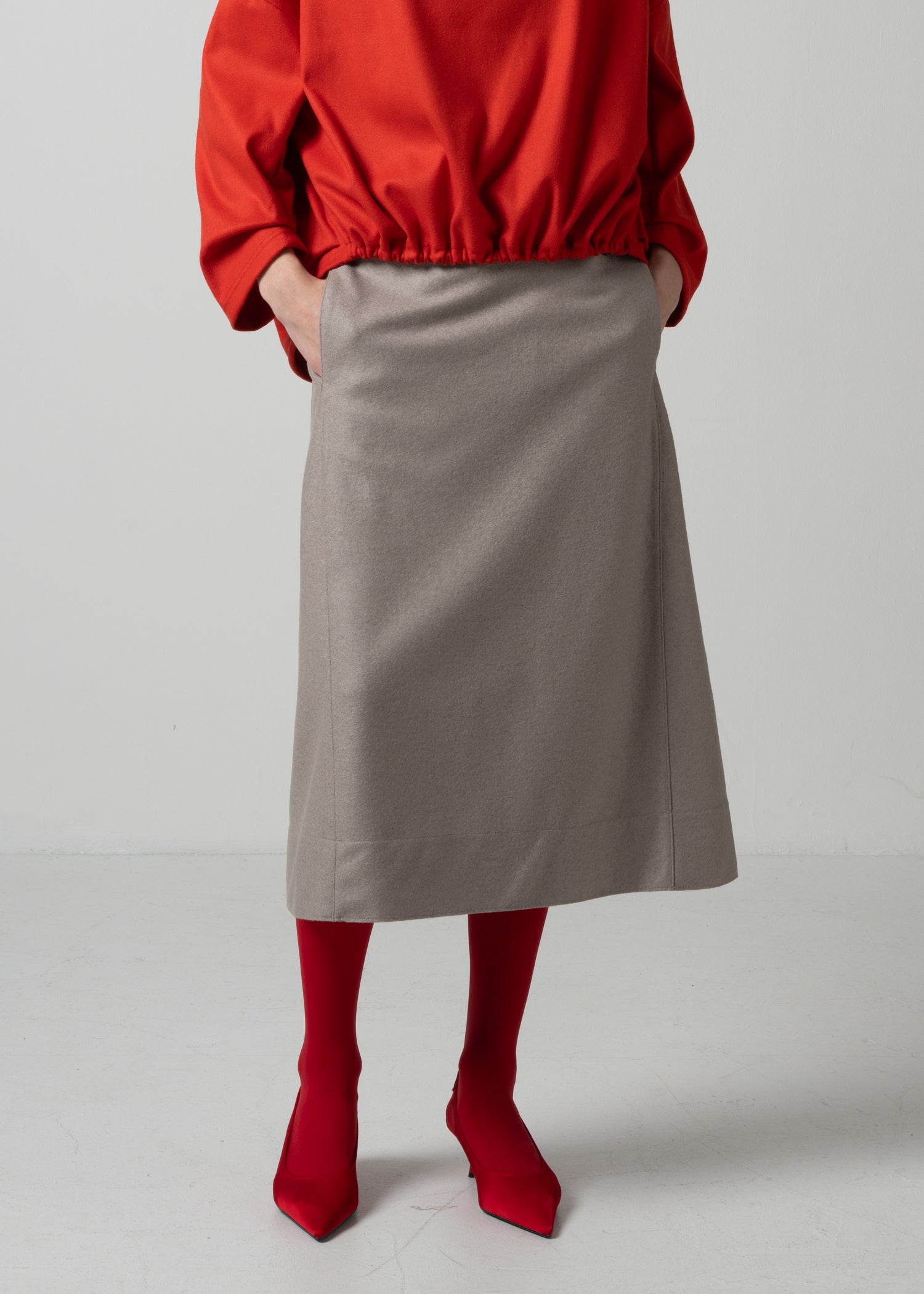 49 OCTAVIA A-LINE SKIRT W/PKT / WOOL COMPRESSED JERSEY - C15