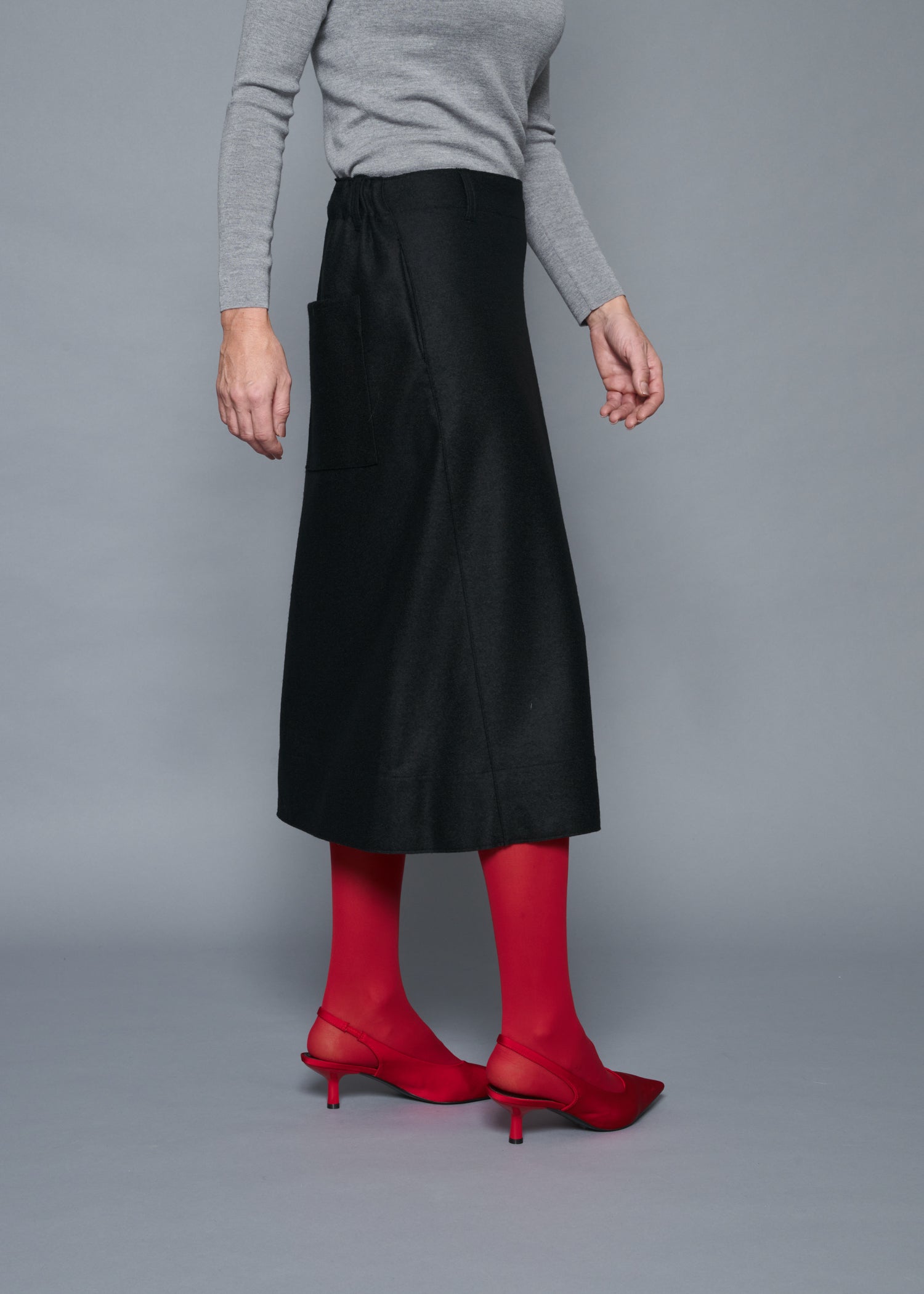49 OCTAVIA A-LINE SKIRT W/PKT / WOOL COMPRESSED JERSEY - C15