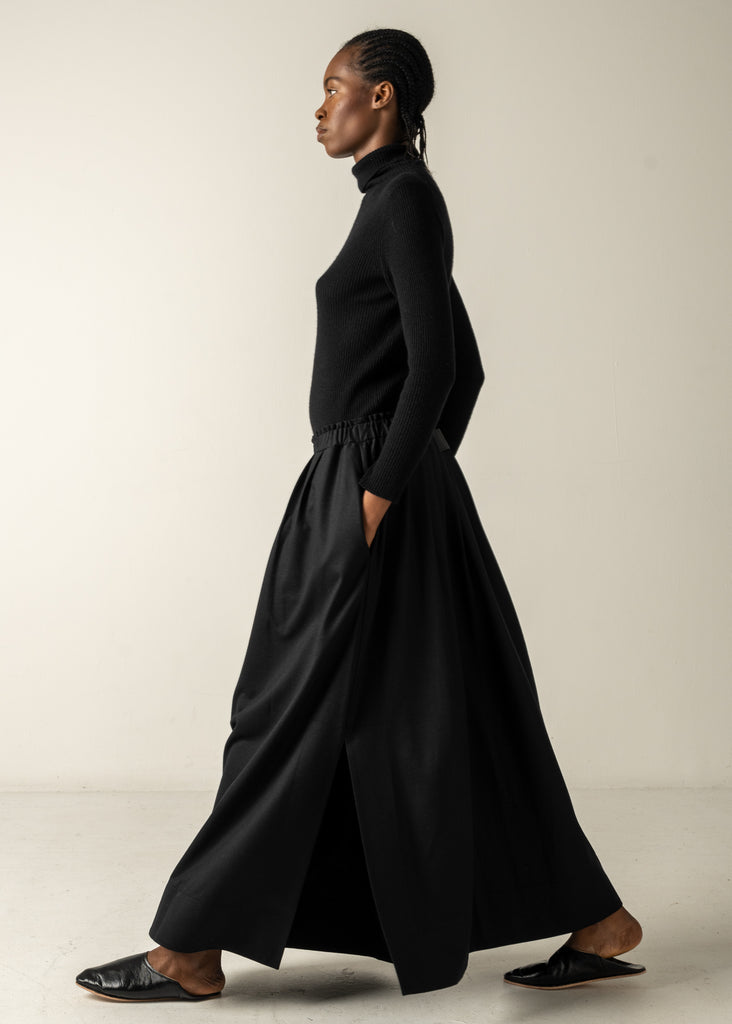 IDA LONG SKIRT / TECH WOOL TWILL JERSEY - C9