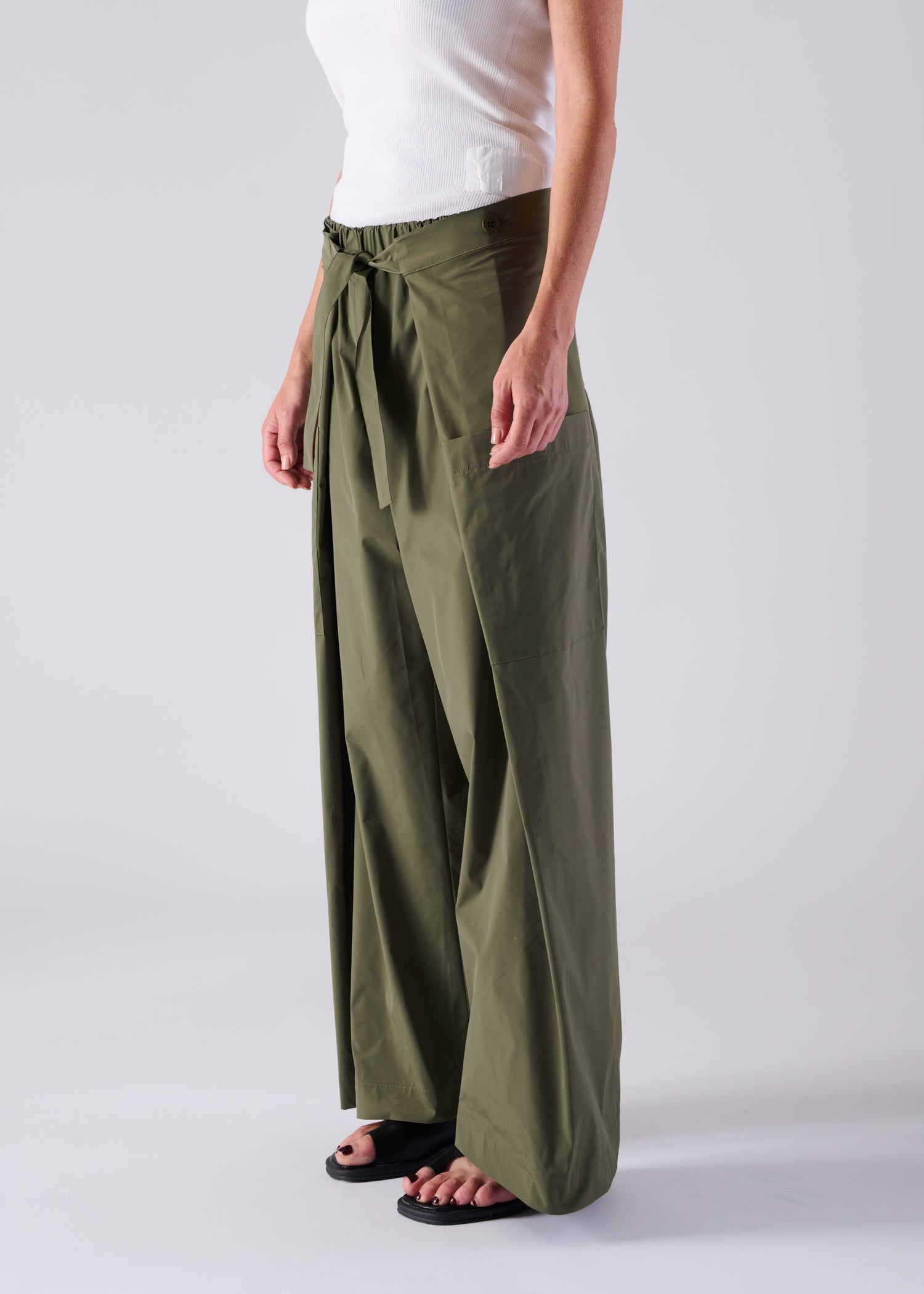 KARA WRAP TROUSERS, ワイドレッグラップトラウザーズ, Made in Japan
