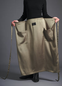 3-way wrap skirt, sage, cogthebigsmoke, one size fits all, sustainable fashion, less is more, made in Japan, quiet luxury, minimalist