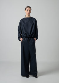 56 OPHELIA BOAT NECK TOP / FLANNEL KNIT TWILL - C15