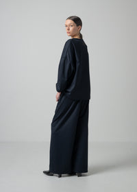 56 OPHELIA BOAT NECK TOP / FLANNEL KNIT TWILL - C15