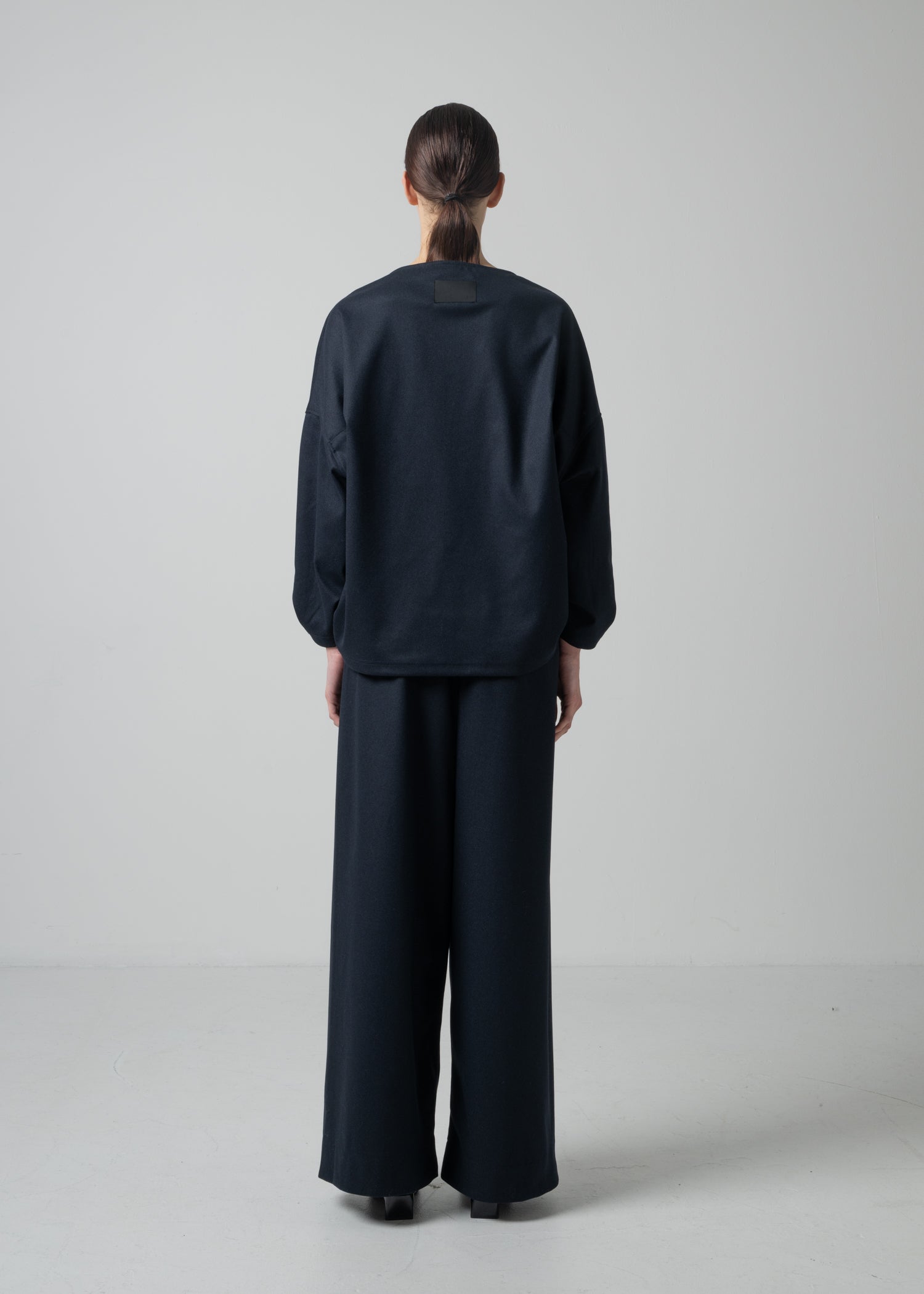 56 OPHELIA BOAT NECK TOP / FLANNEL KNIT TWILL - C15