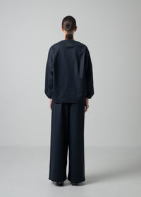 56 OPHELIA BOAT NECK TOP / FLANNEL KNIT TWILL - C15