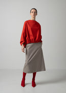 56 OPHELIA BOAT NECK TOP / FLANNEL KNIT TWILL - C15