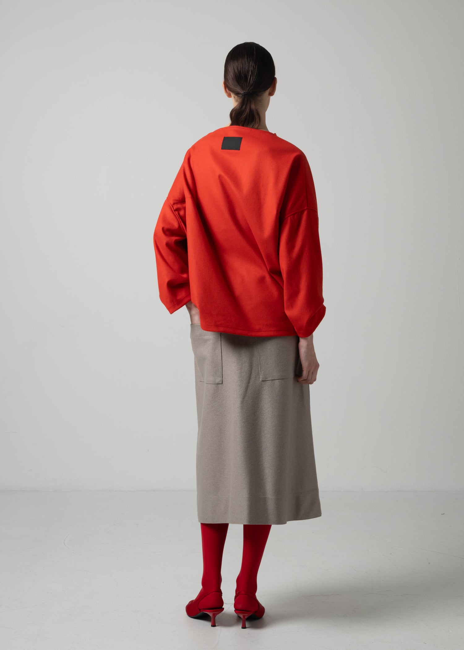 56 OPHELIA BOAT NECK TOP / FLANNEL KNIT TWILL - C15