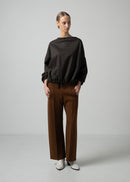 56 OPHELIA BOAT NECK TOP / FLANNEL KNIT TWILL - C15
