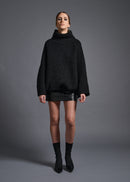 Standing collar pullover top, black, cogthebigsmoke, one size fits all, sustainable fashion, less is more, made in Japan, quiet luxury, minimalist
