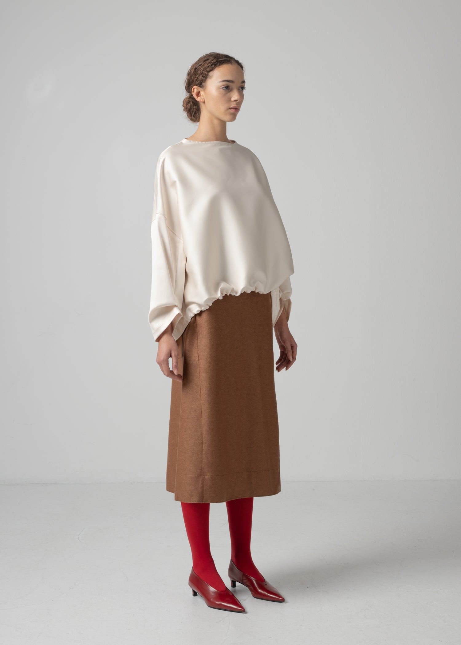 05 OPHELIA BOAT NECK TOP / DUCHESS SATIN STRETCH - C15