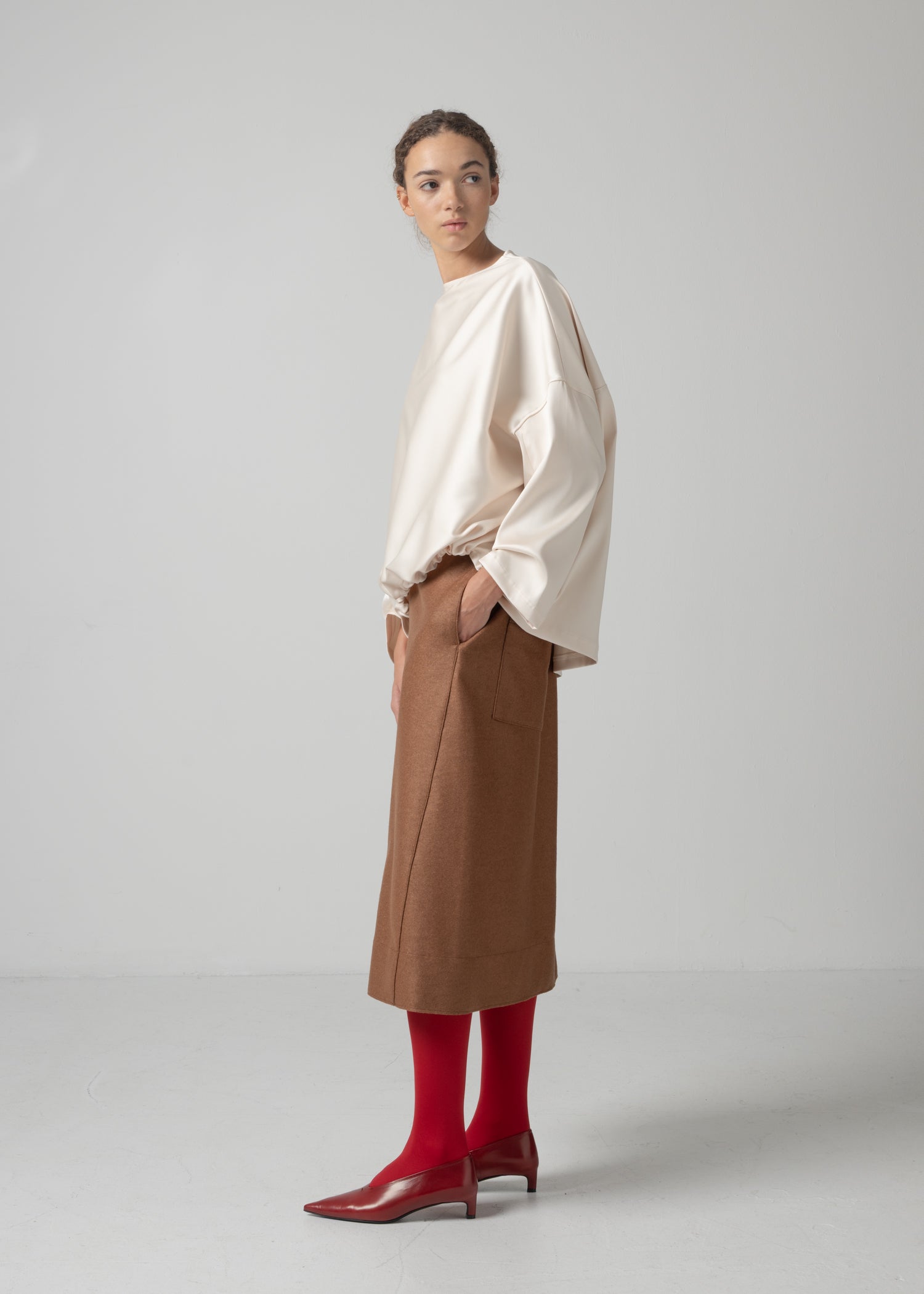 05 OPHELIA BOAT NECK TOP / DUCHESS SATIN STRETCH - C15