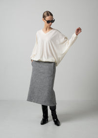 61 ORI V NECK TOP / MILLED WASHABLE JERSEY - C15